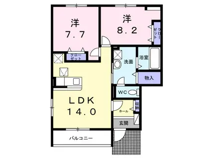 八幡東2丁目アパート(2LDK/1階)の間取り写真