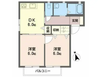 シャーメゾン東垣生A棟(2DK/2階)の間取り写真