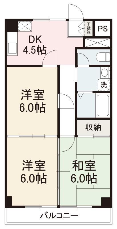 Fコーポ(3DK/4階)の間取り写真