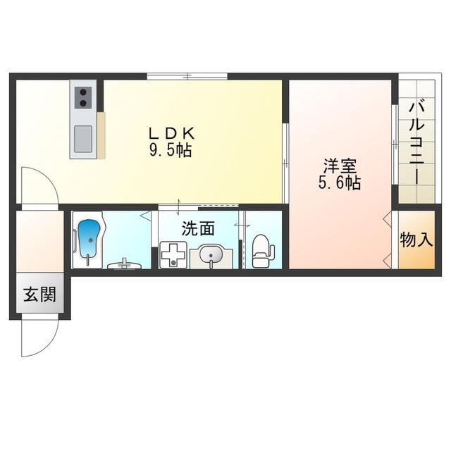 ユーコート四貫島(1LDK/2階)の間取り写真