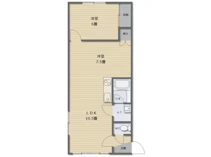 ハイホームマナミート(1LDK/2階)の間取り写真