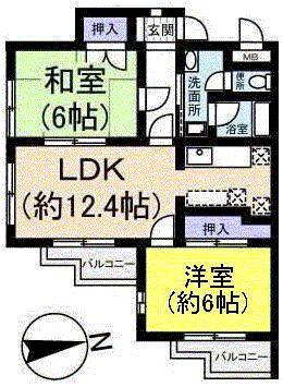 メゾンクミヂ(2LDK/1階)の間取り写真