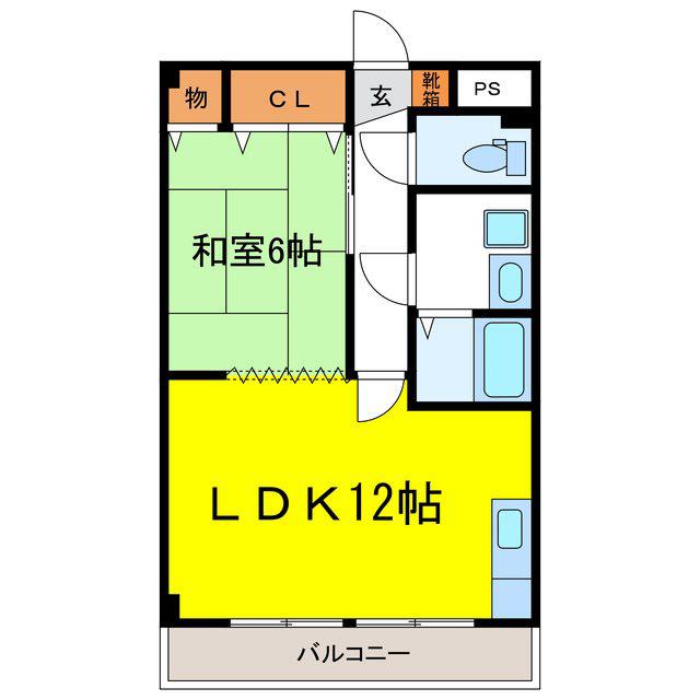 コーポ伝田(1LDK/3階)の間取り写真