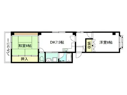 コーポ金町(2DK/1階)の間取り写真