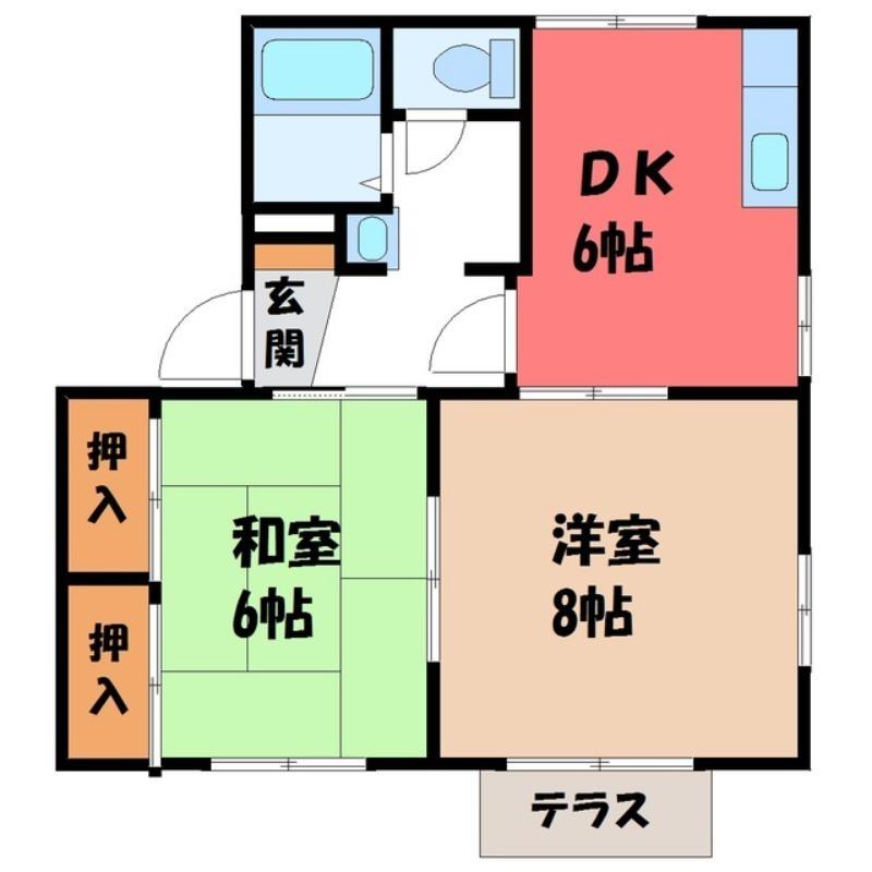 サンハイツS A(2DK/1階)の間取り写真