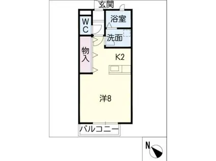 グリーンヒルズ小杉B棟(1K/1階)の間取り写真