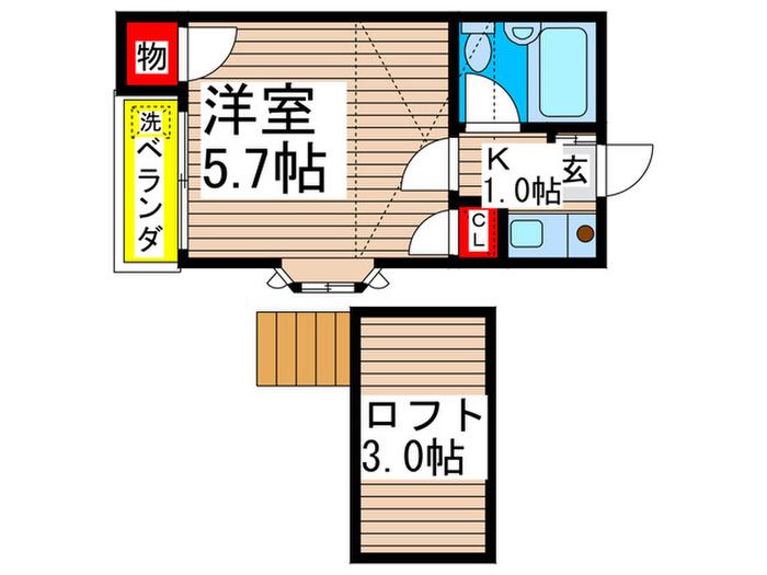 HESTIA1番館(1K/2階)の間取り写真