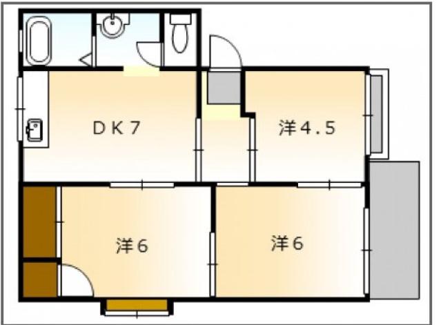 高崎ハイツD棟(3DK/2階)の間取り写真
