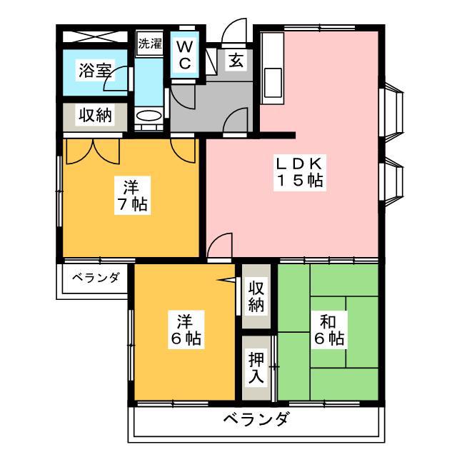 Mコーポ2(3LDK/3階)の間取り写真