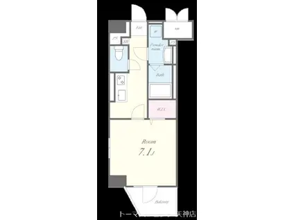 ドゥ バーグ 渡辺通(1K/7階)の間取り写真