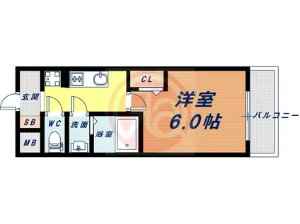 グランパシフィック塩草公園(1K/6階)の間取り写真