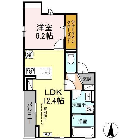 モンペリエ(1LDK/2階)の間取り写真