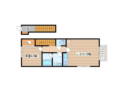 RETINA河原町I(1LDK/2階)の間取り写真