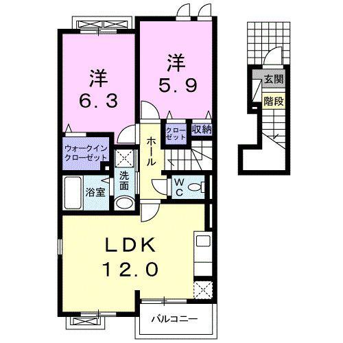 ライグッドIV(2LDK/2階)の間取り写真