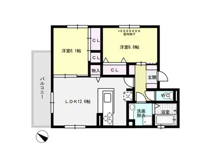 エル月隈(2LDK/1階)の間取り写真