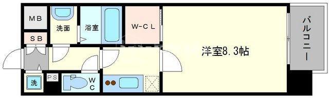 オーパスグラン谷町(1K/2階)の間取り写真