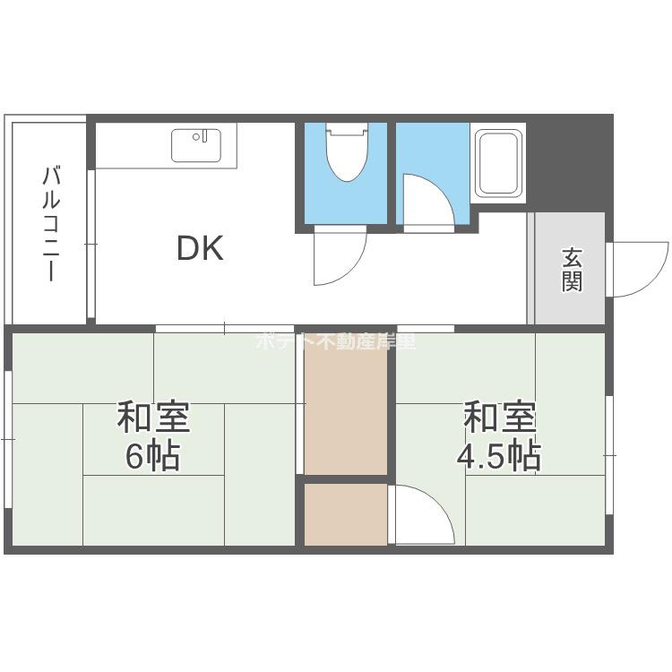 茜マンション(2DK/1階)の間取り写真