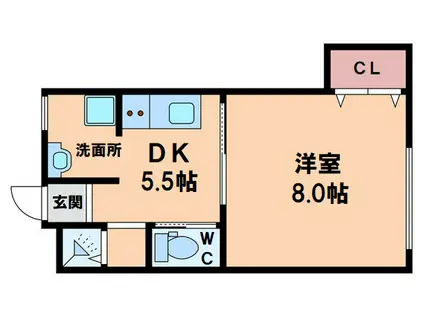 五條ハイツ(1DK/4階)の間取り写真