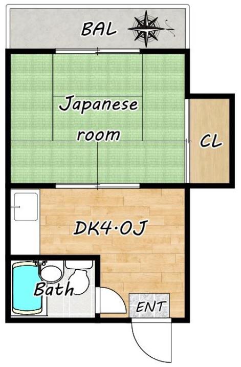カーサ日東(1DK/4階)の間取り写真
