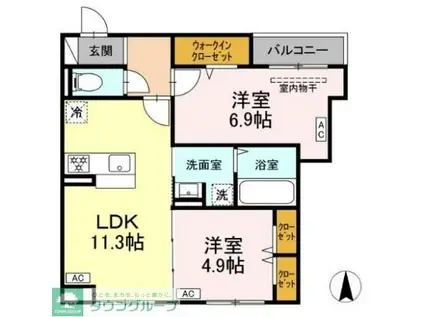 セレスティア扇V(2LDK/3階)の間取り写真