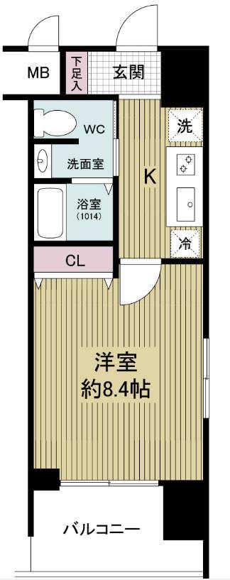 グランカーサ梅田北(1K/6階)の間取り写真