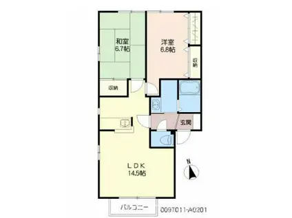 プリムヴェールパルクA棟(2LDK/1階)の間取り写真