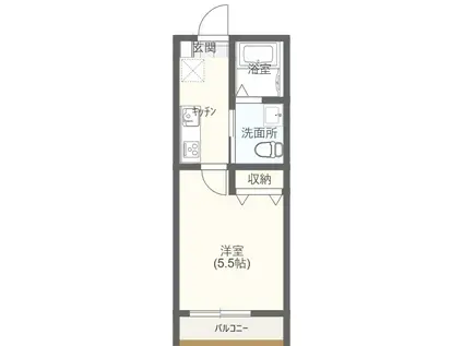 PRECIOUS LIFE六浦(1K/2階)の間取り写真