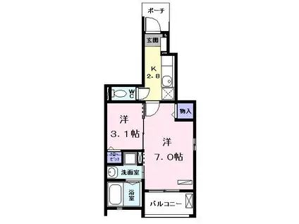 ファミール神郷 II(2K/1階)の間取り写真