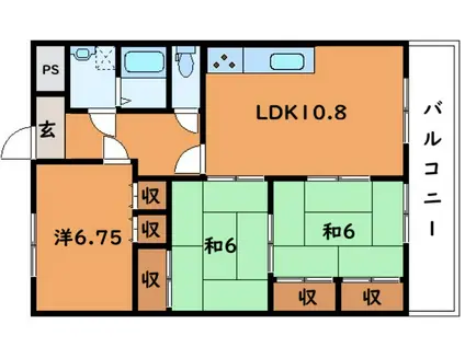 桃の里マンション(3LDK/7階)の間取り写真