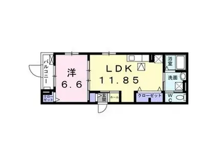 ベルフォーレ茨木(1LDK/1階)の間取り写真