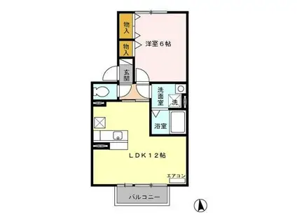 クレール天神A棟(1LDK/1階)の間取り写真