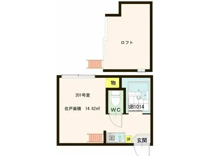 スカイレジデンス(1K/2階)の間取り写真