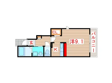 カモミールII(1K/1階)の間取り写真
