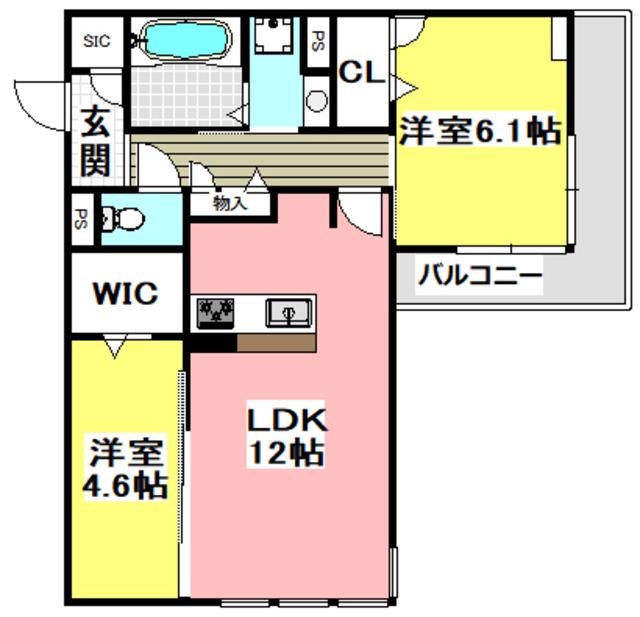 めぞん西田中(2LDK/3階)の間取り写真
