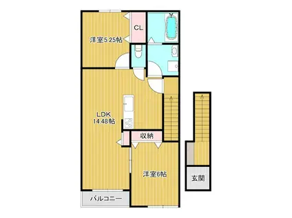 海吉Hアパート(2LDK/2階)の間取り写真