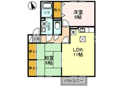 ファミール B(2LDK/1階)の間取り写真