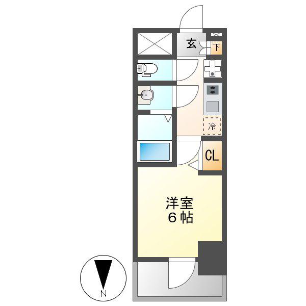 プレサンス名古屋幅下ファビュラス(1K/2階)の間取り写真