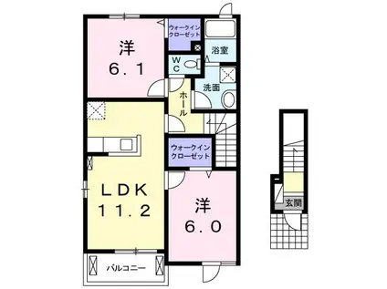 フルールII(2LDK/2階)の間取り写真