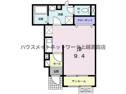 ラフレシール(ワンルーム/1階)の間取り写真