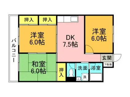 藤田ビル(3DK/3階)の間取り写真