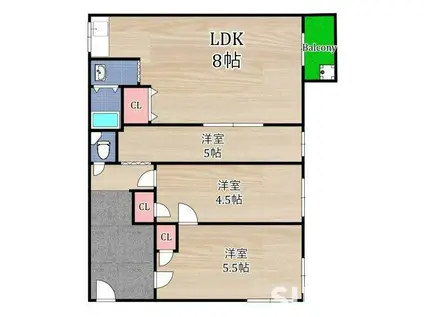 イスタ守口(3LDK/2階)の間取り写真