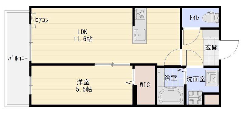 フェリス道本(1LDK/1階)の間取り写真