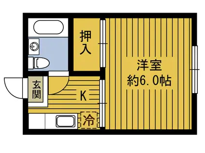 ダイヤモンド美し野A(1K/2階)の間取り写真