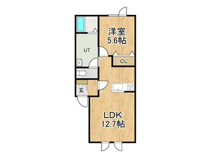 メゾンシュシュ(1LDK/1階)の間取り写真