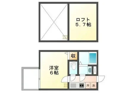 ロフティ四条大宮(1K/1階)の間取り写真