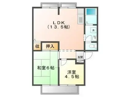 ウィンディアさの ペットC(2LDK/1階)の間取り写真