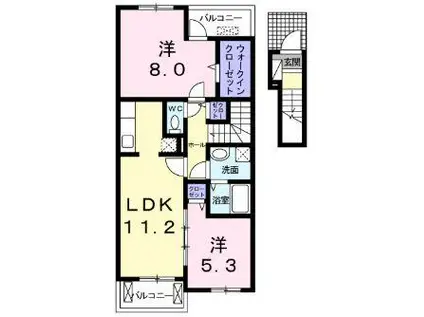 ピュアストリームA(2LDK/2階)の間取り写真