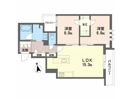 ラ カーサ 和(2LDK/2階)の間取り写真