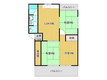 緒方アパート(3LDK/2階)の間取り写真