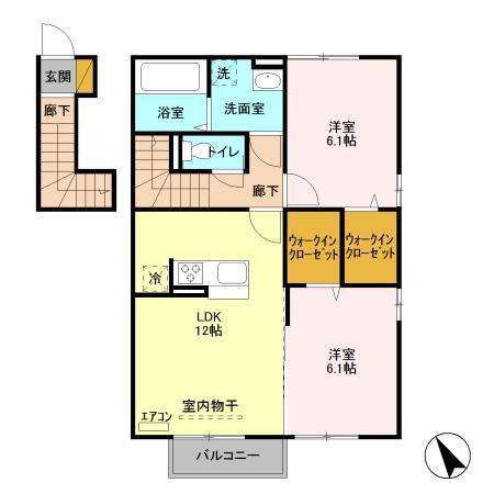 カーサ ソレイユ(2LDK/2階)の間取り写真